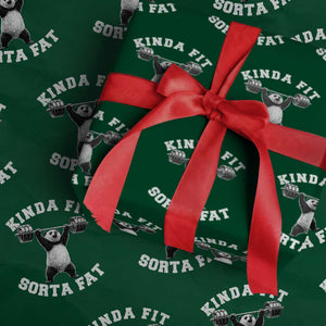 Funny Gym Wrapping Paper Roll Kinda Fit Sorta Fat Panda Weightlifting Workout TS10 Green Print Your Wear