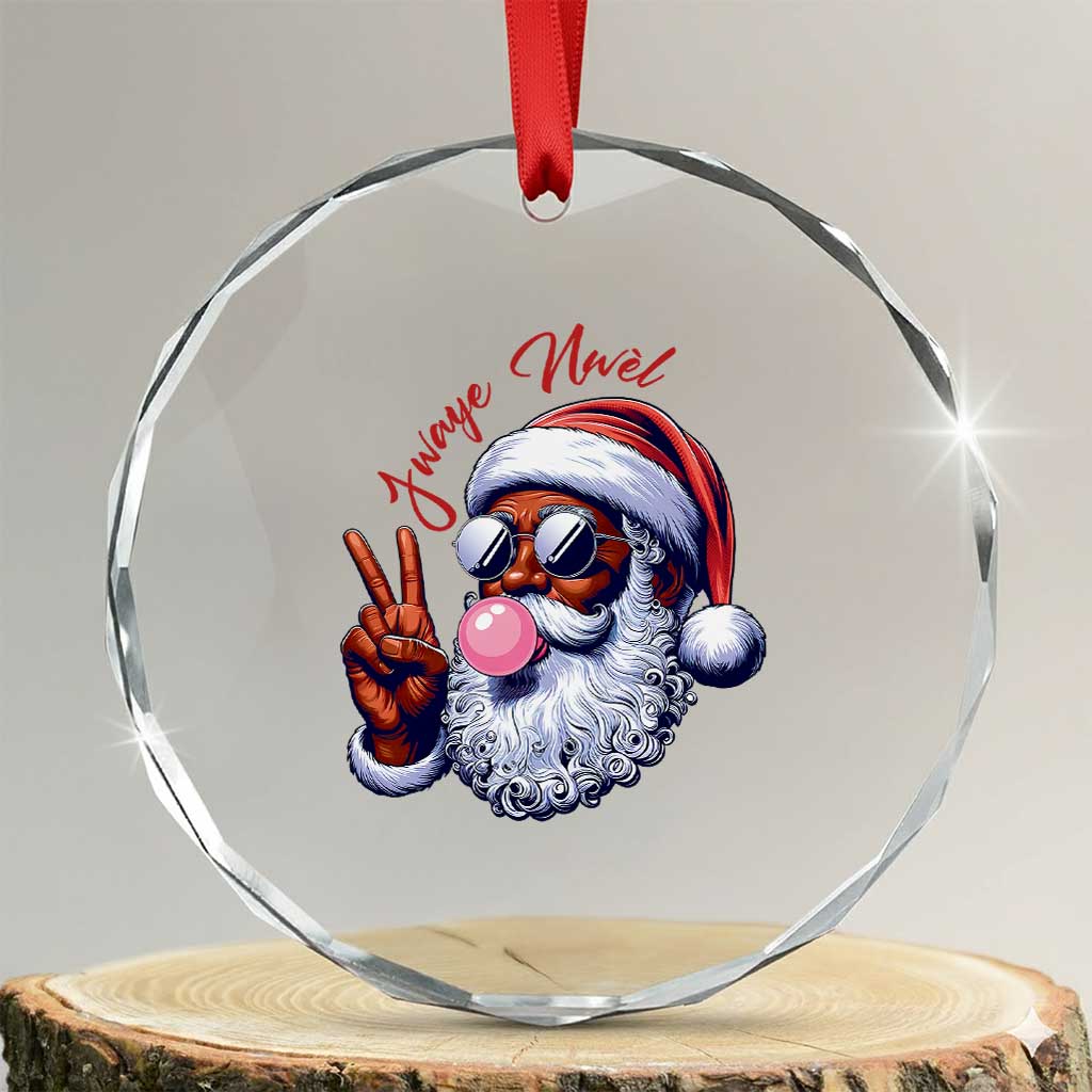 Funny Haitian Xmas Crystal Glass Ornament Jwaye Nwel Creole Cute Black Santa TS09 Transparent Glass 3'' Circle Print Your Wear