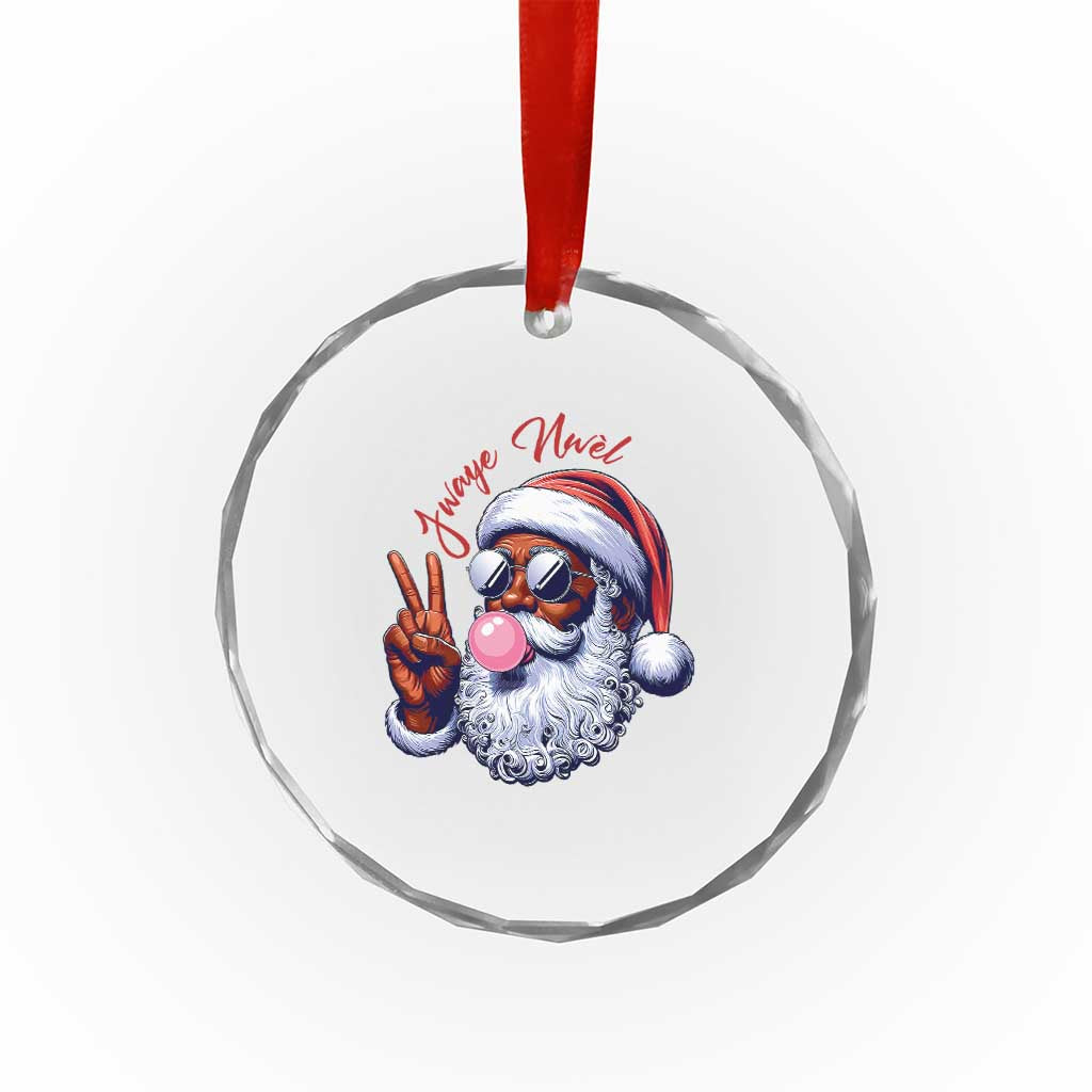 Funny Haitian Xmas Crystal Glass Ornament Jwaye Nwel Creole Cute Black Santa TS09 Print Your Wear