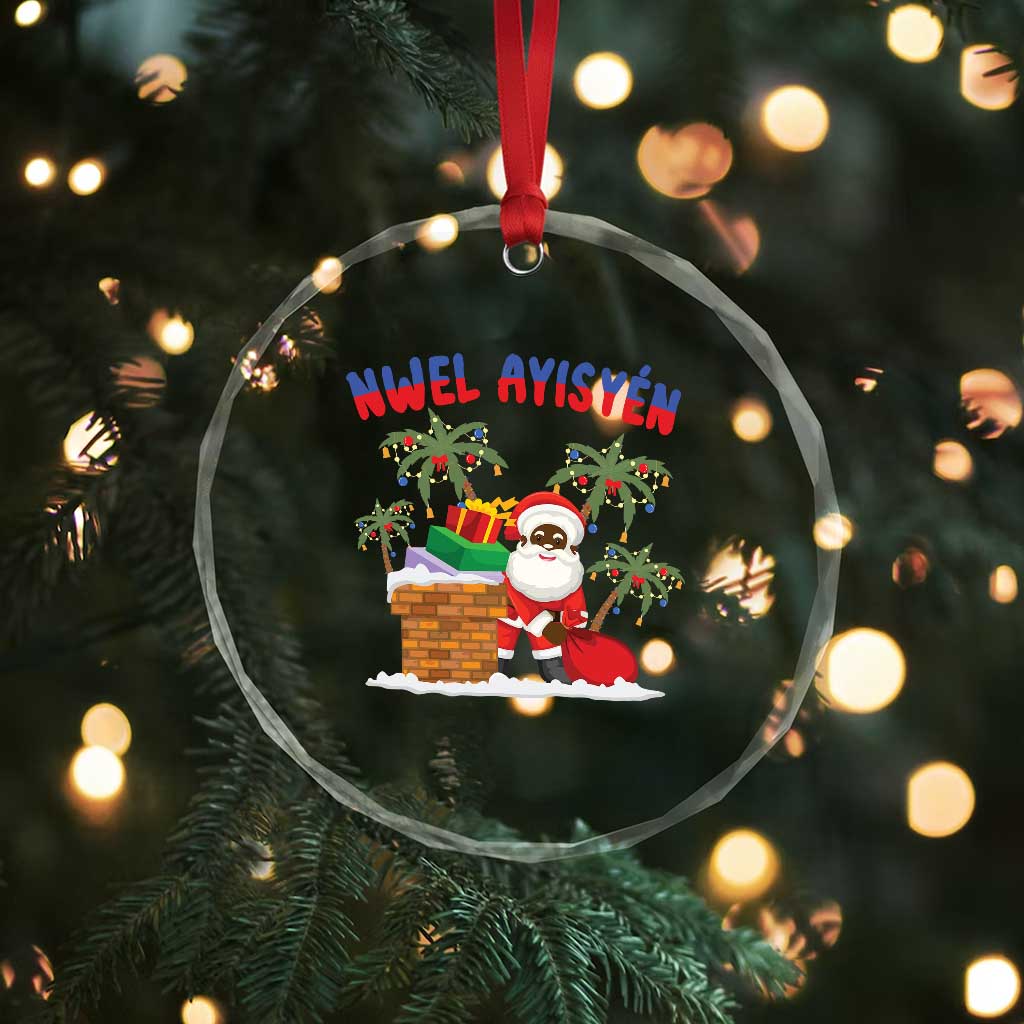 Funny Haitian Xmas Crystal Glass Ornament Nwel Ayisen Creole Santa Palm Tree TS09 Print Your Wear