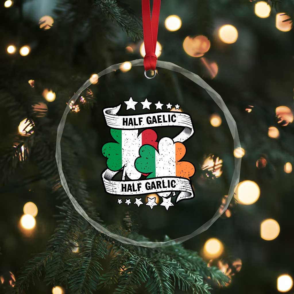 Funny Half Gaelic Half Garlic Crystal Glass Ornament Irish Italian St. Patrick's Day TS11 Print Your Wear