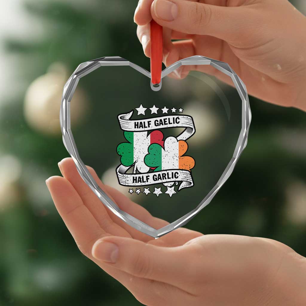 Funny Half Gaelic Half Garlic Heart Crystal Glass Ornament Irish Italian St. Patrick's Day TS11 Print Your Wear