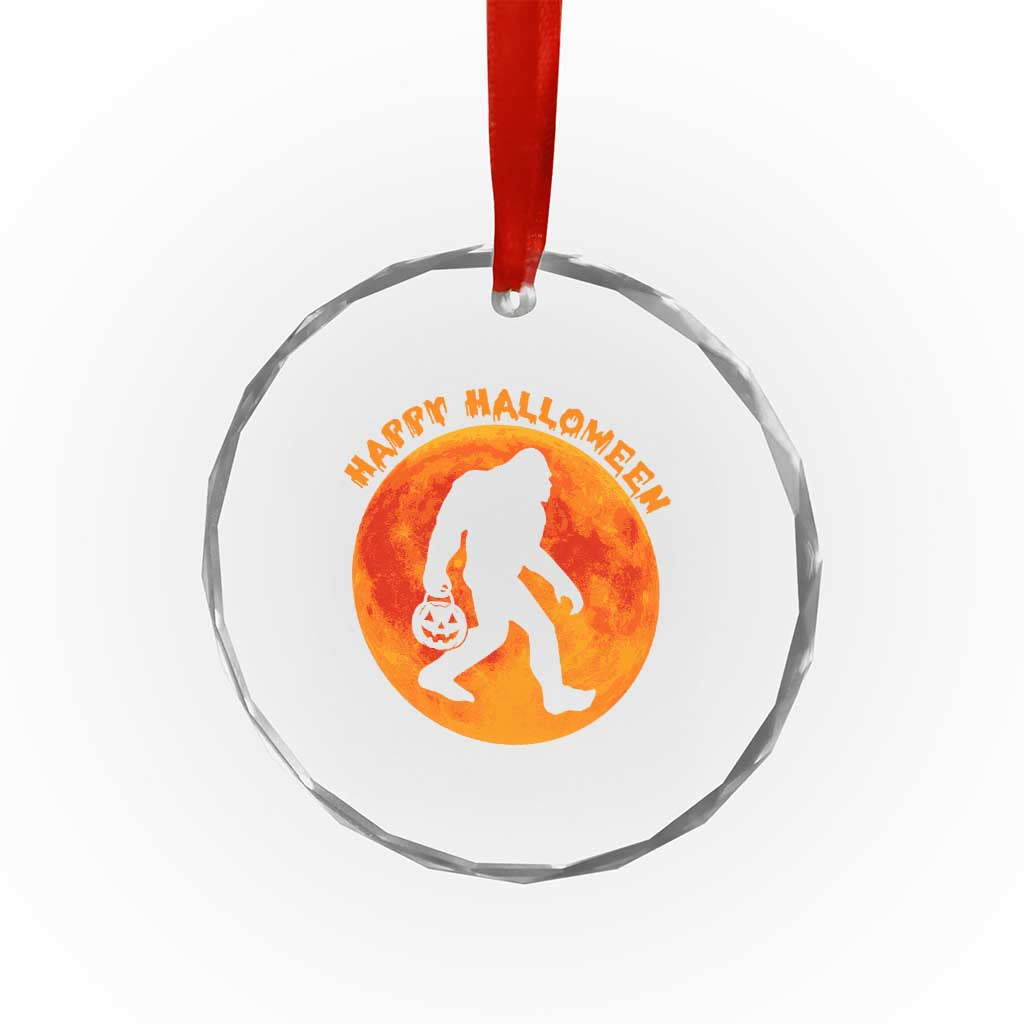 Funny Halloween Bigfoot Crystal Glass Ornament Sasquatch Full Moon Jack O Lantern TS11 Print Your Wear