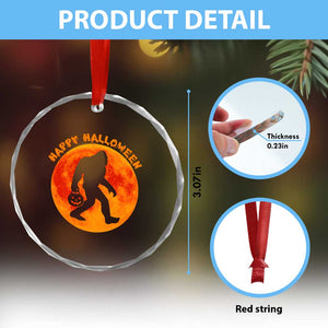 Funny Halloween Bigfoot Crystal Glass Ornament Sasquatch Full Moon Jack O Lantern TS11 Print Your Wear