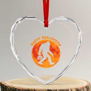 Funny Halloween Bigfoot Heart Crystal Glass Ornament Sasquatch Full Moon Jack O Lantern TS11 Transparent Glass 3'' Heart Print Your Wear