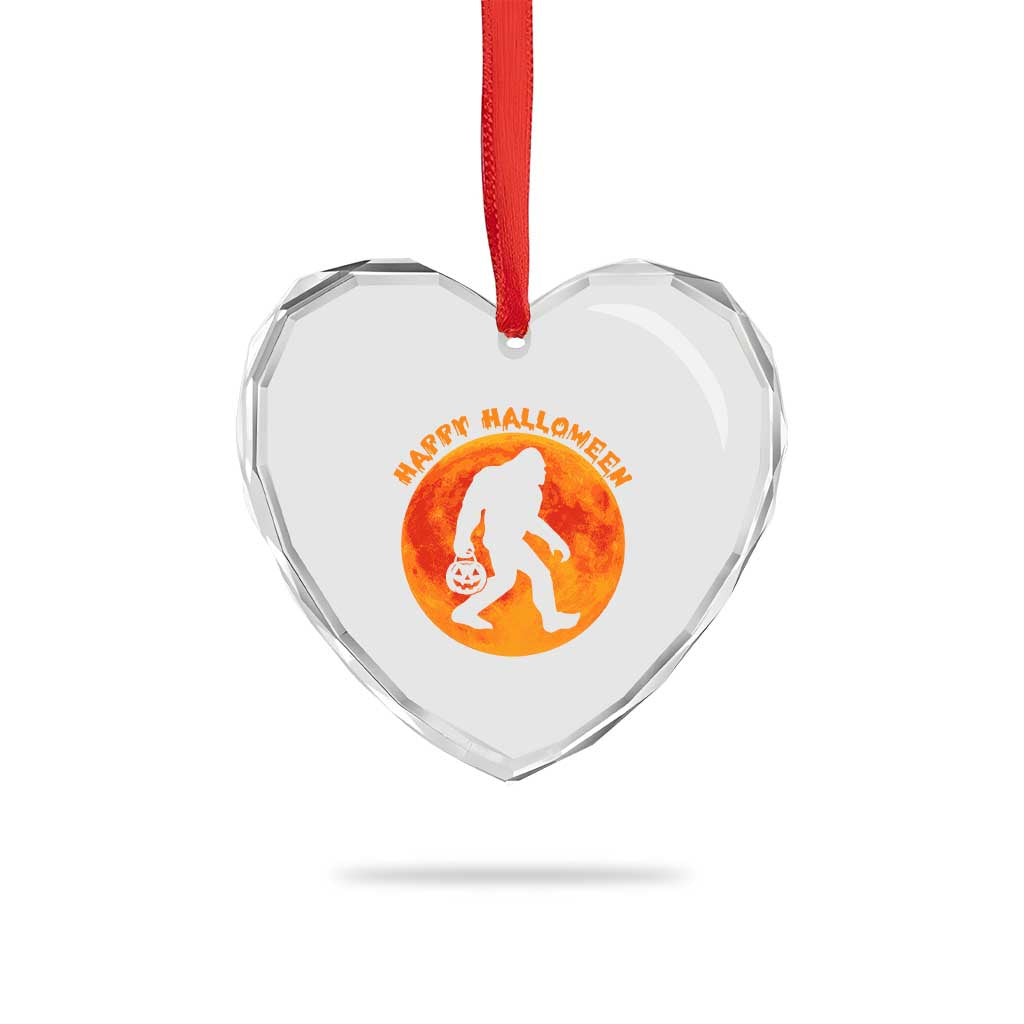 Funny Halloween Bigfoot Heart Crystal Glass Ornament Sasquatch Full Moon Jack O Lantern TS11 Print Your Wear