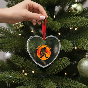 Funny Halloween Bigfoot Heart Crystal Glass Ornament Sasquatch Full Moon Jack O Lantern TS11 Print Your Wear