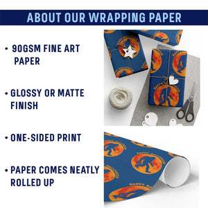 Funny Halloween Bigfoot Wrapping Paper Roll Sasquatch Full Moon Jack O Lantern TS11 Print Your Wear