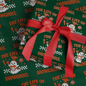 Funny Halloween Costume Showgirl Wrapping Paper Roll The Life of A Showghoul Cute Ghost TS10 Green Print Your Wear