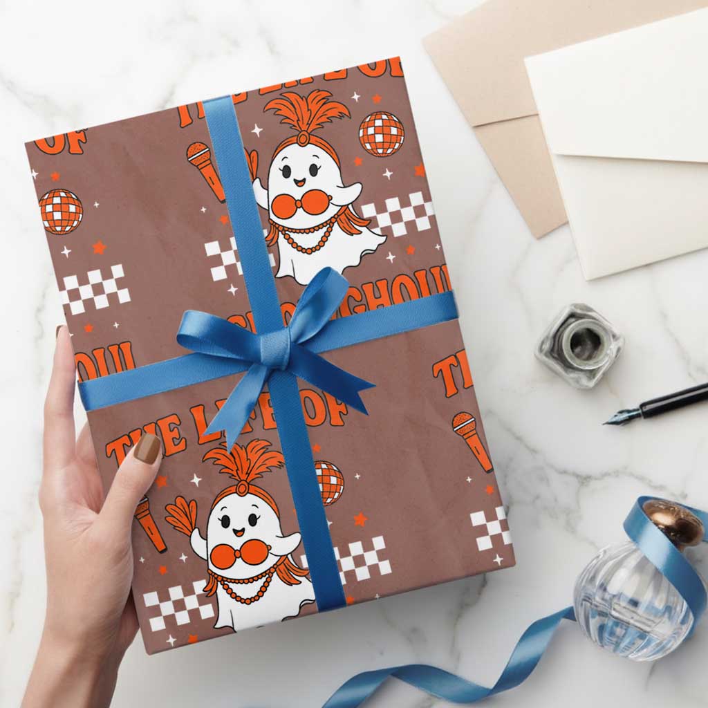 Funny Halloween Costume Showgirl Wrapping Paper Roll The Life of A Showghoul Cute Ghost TS10 Mocha Print Your Wear