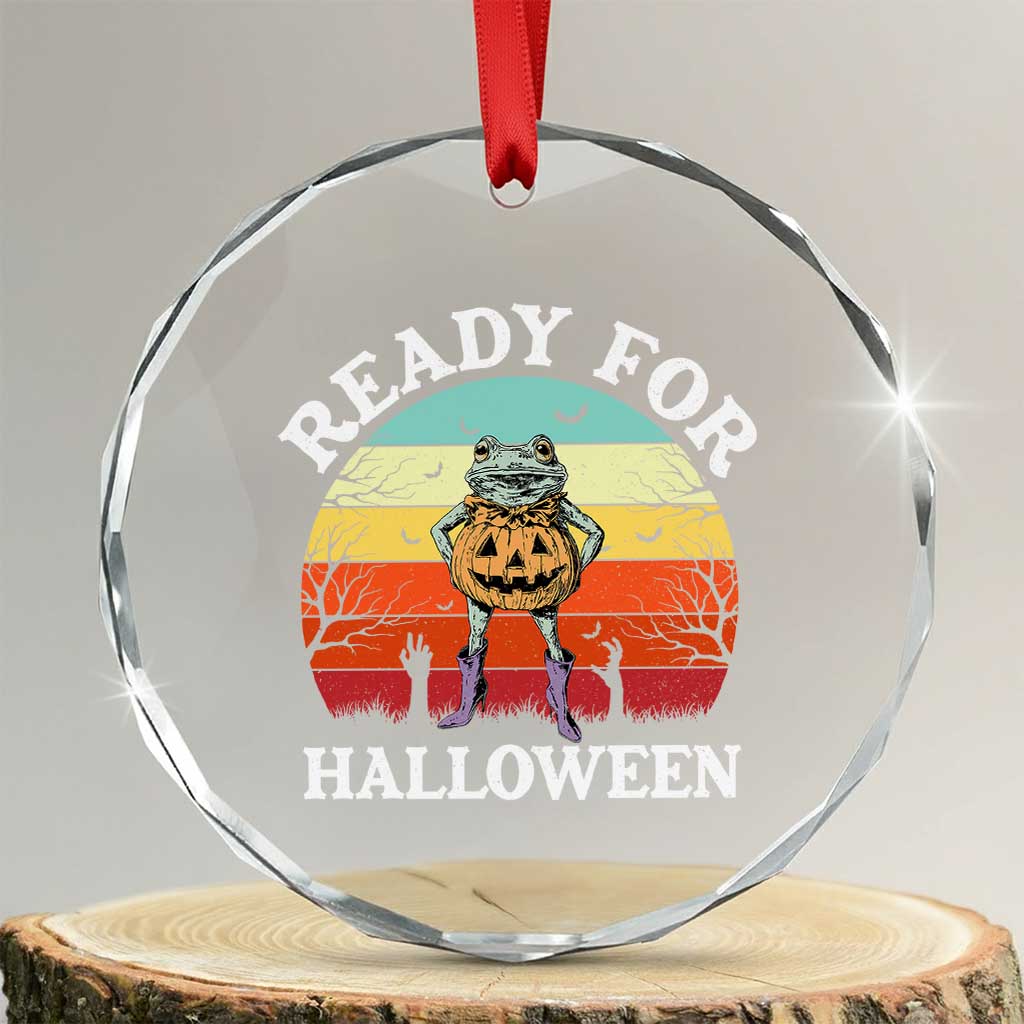 Funny Halloween Frog Crystal Glass Ornament Retro Spooky Season Funny Frogs Costume TS10 Transparent Glass 3'' Circle Print Your Wear