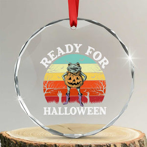 Funny Halloween Frog Crystal Glass Ornament Retro Spooky Season Funny Frogs Costume TS10 Transparent Glass 3'' Circle Print Your Wear