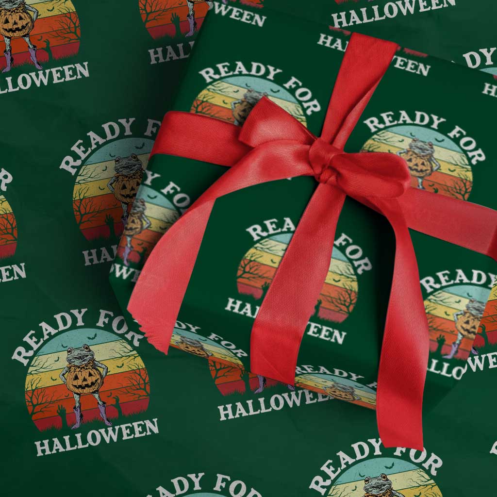 Funny Halloween Frog Wrapping Paper Roll Retro Spooky Season Funny Frogs Costume TS10 Green Print Your Wear