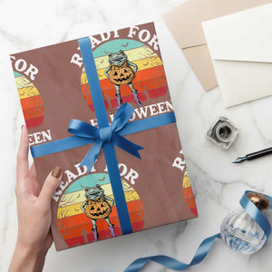 Funny Halloween Frog Wrapping Paper Roll Retro Spooky Season Funny Frogs Costume TS10 Mocha Print Your Wear