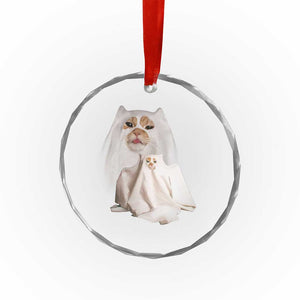 Funny Halloween Ghost Cat Meme Crystal Glass Ornament TS10 Print Your Wear
