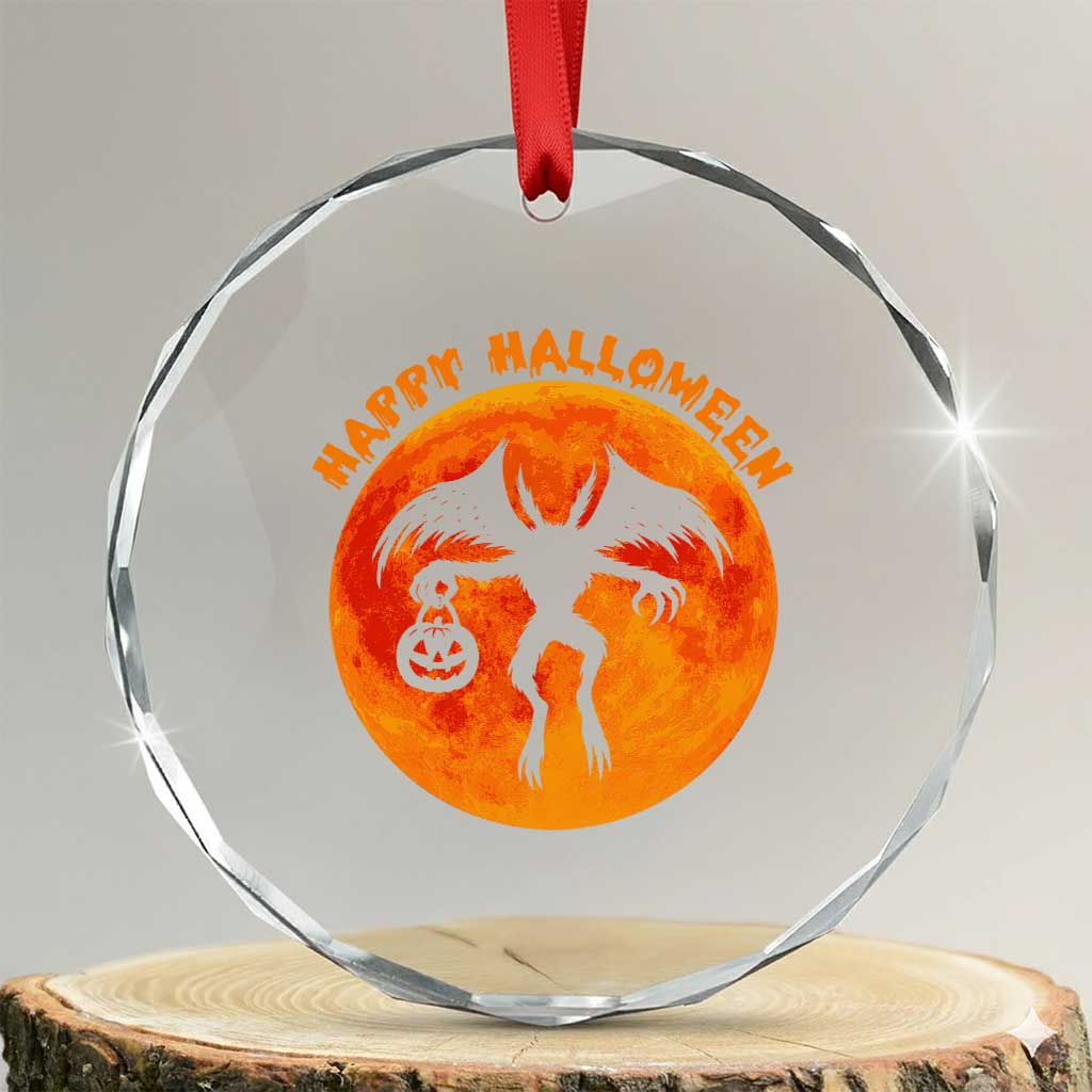 Funny Halloween Mothman Cryptid Creatures Crystal Glass Ornament TS11 Transparent Glass 3'' Circle Print Your Wear