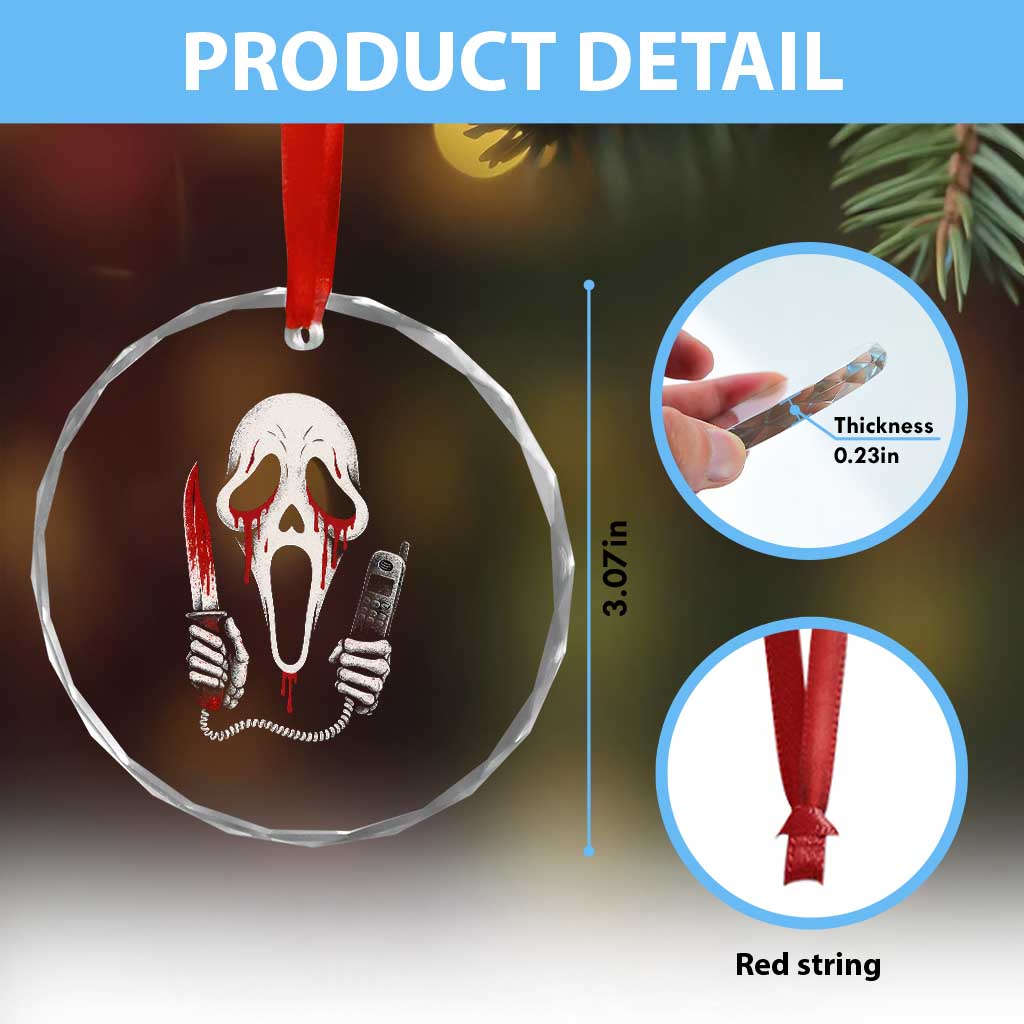 Funny Halloween Scary Face Ghost Crystal Glass Ornament Horror Slasher Bloody Knife TS11 Print Your Wear