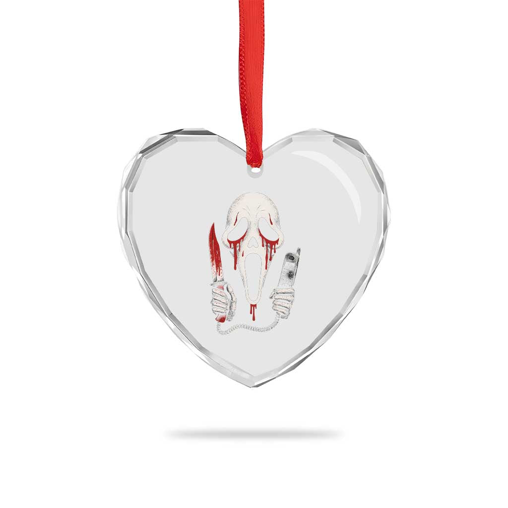 Funny Halloween Scary Face Ghost Heart Crystal Glass Ornament Horror Slasher Bloody Knife TS11 Print Your Wear