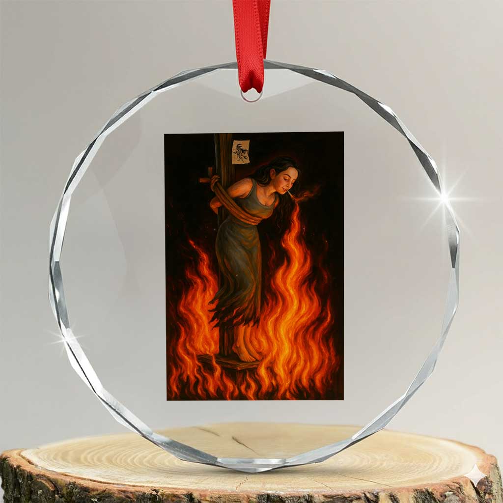 Funny Halloween Witch Crystal Glass Ornament Witch Lighting Cigarette With Flames Occult Unholy TS10 Transparent Glass 3'' Circle Print Your Wear