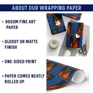 Funny Halloween Witch Wrapping Paper Roll Witch Lighting Cigarette With Flames Occult Unholy TS10 Print Your Wear