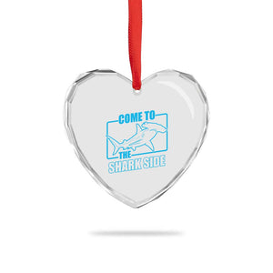 Funny Hammerhead Shark Lover Heart Crystal Glass Ornament Come To The Shark Side
