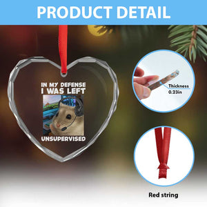 Funny Hamster Gamer Heart Crystal Glass Ornament In My Defense I Was Left Unsupervised TS12 Print Your Wear