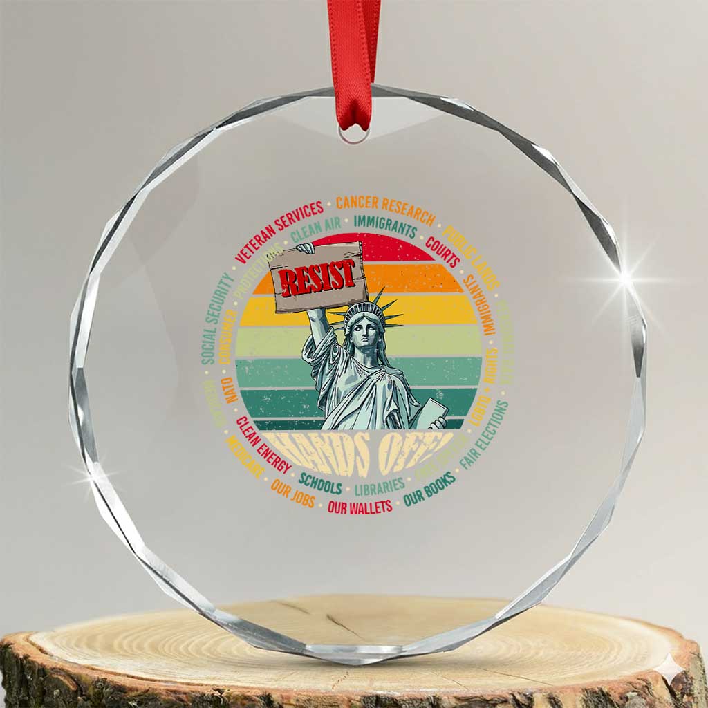 Funny Hands Off Crystal Glass Ornament Resist Vintage Statue Of Liberty - Print Your Wear