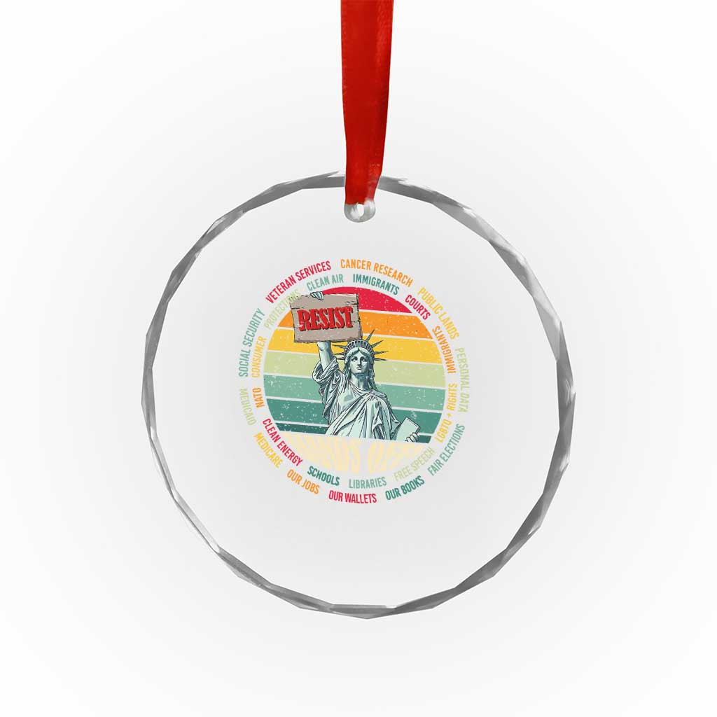 Funny Hands Off Crystal Glass Ornament Resist Vintage Statue Of Liberty - Print Your Wear