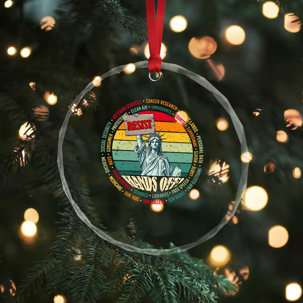 Funny Hands Off Crystal Glass Ornament Resist Vintage Statue Of Liberty - Print Your Wear