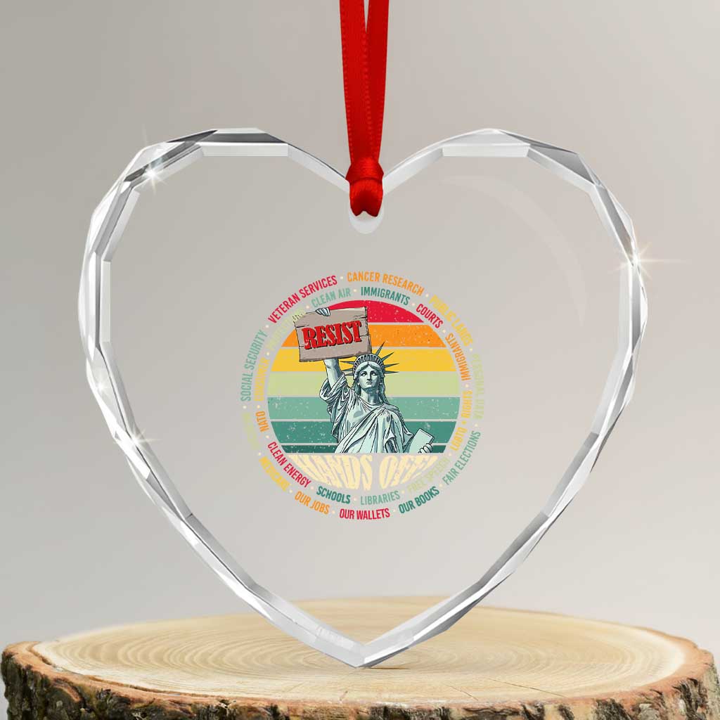 Funny Hands Off Heart Crystal Glass Ornament Resist Vintage Statue Of Liberty - Print Your Wear