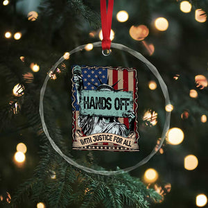 Funny Hands Off With Justice For All Crystal Glass Ornament Statue Of Liberty American Flag - Print Your Wear
