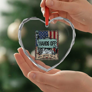 Funny Hands Off With Justice For All Heart Crystal Glass Ornament Statue Of Liberty American Flag - Print Your Wear