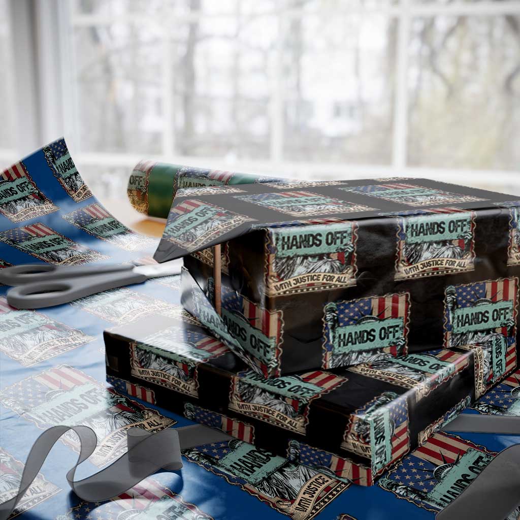 Funny Hands Off With Justice For All Wrapping Paper Roll Statue Of Liberty American Flag - Print Your Wear