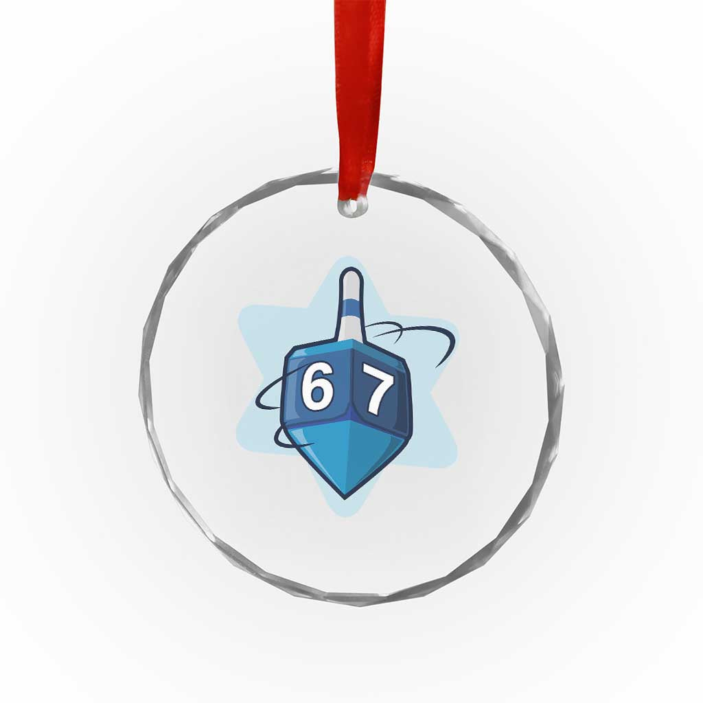 Funny Hanukkah 67 Crystal Glass Ornament Six Seven Meme Dreidel Star Of David TS11 Print Your Wear