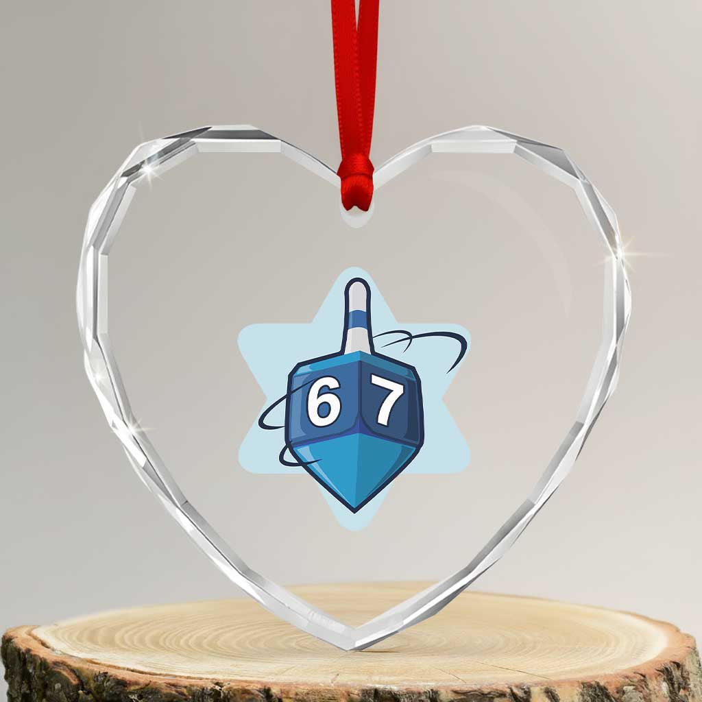 Funny Hanukkah 67 Heart Crystal Glass Ornament Six Seven Meme Dreidel Star Of David TS11 Transparent Glass 3'' Heart Print Your Wear