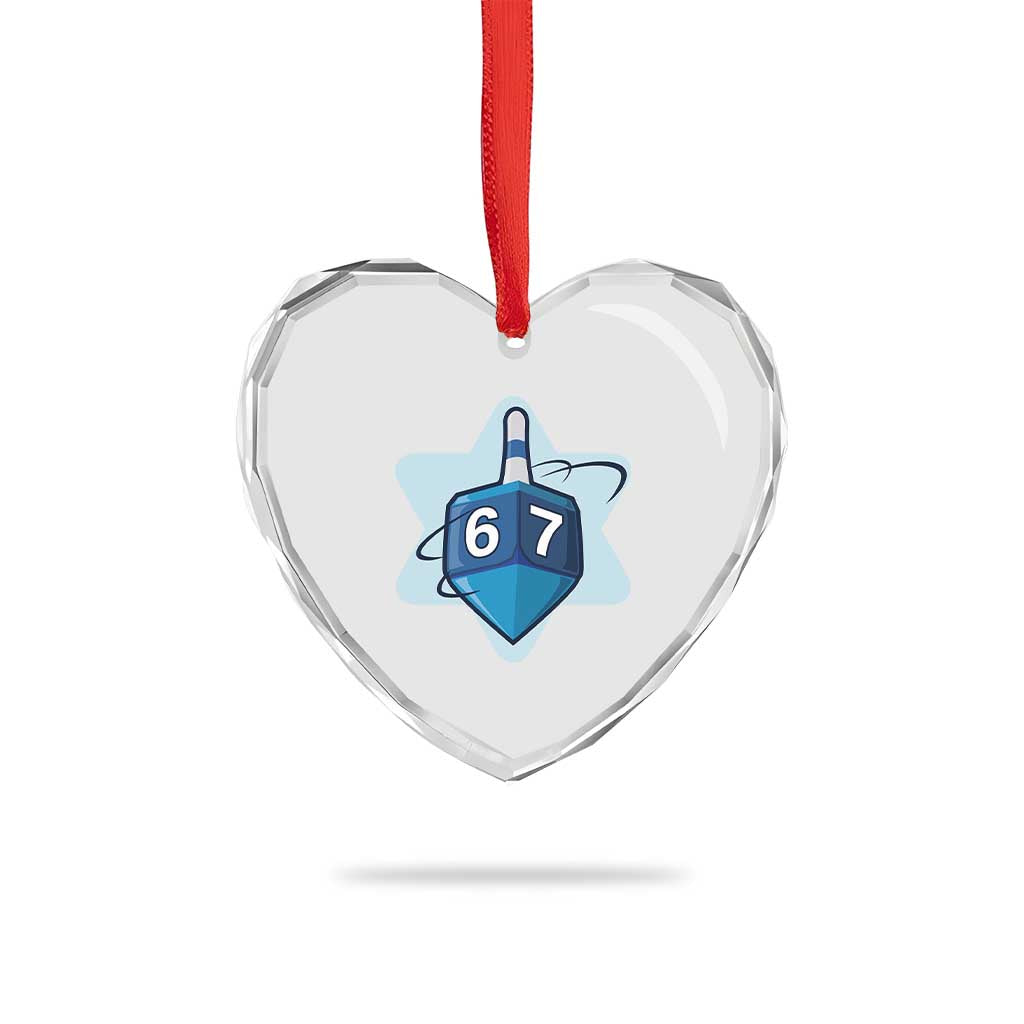 Funny Hanukkah 67 Heart Crystal Glass Ornament Six Seven Meme Dreidel Star Of David TS11 Print Your Wear