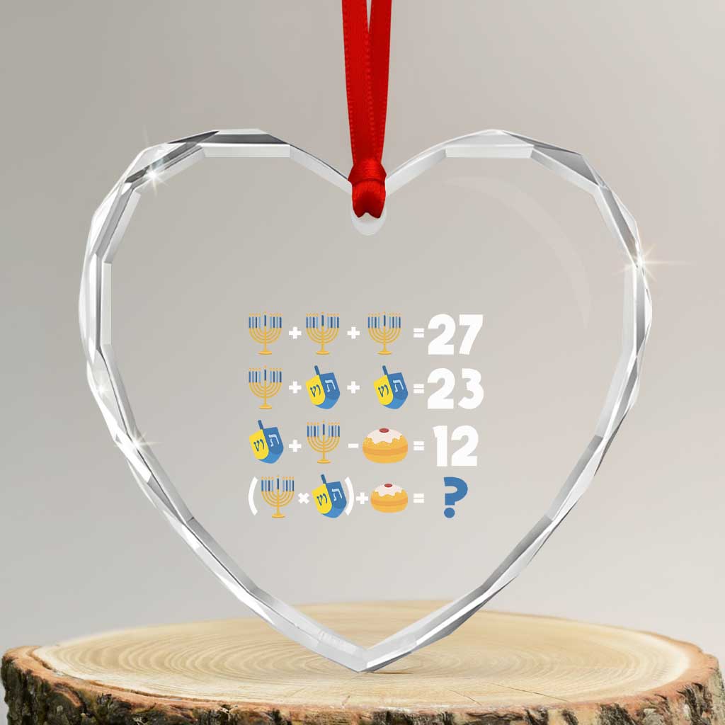 Funny Hanukkah 67 Math Heart Crystal Glass Ornament Teacher Chanukah Six Seven Meme TS11 Transparent Glass 3'' Heart Print Your Wear
