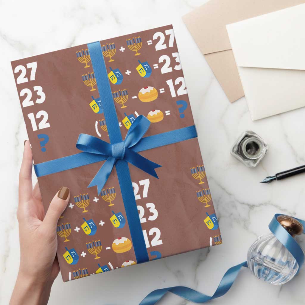 Funny Hanukkah 67 Math Wrapping Paper Roll Teacher Chanukah Six Seven Meme TS11 Mocha Print Your Wear