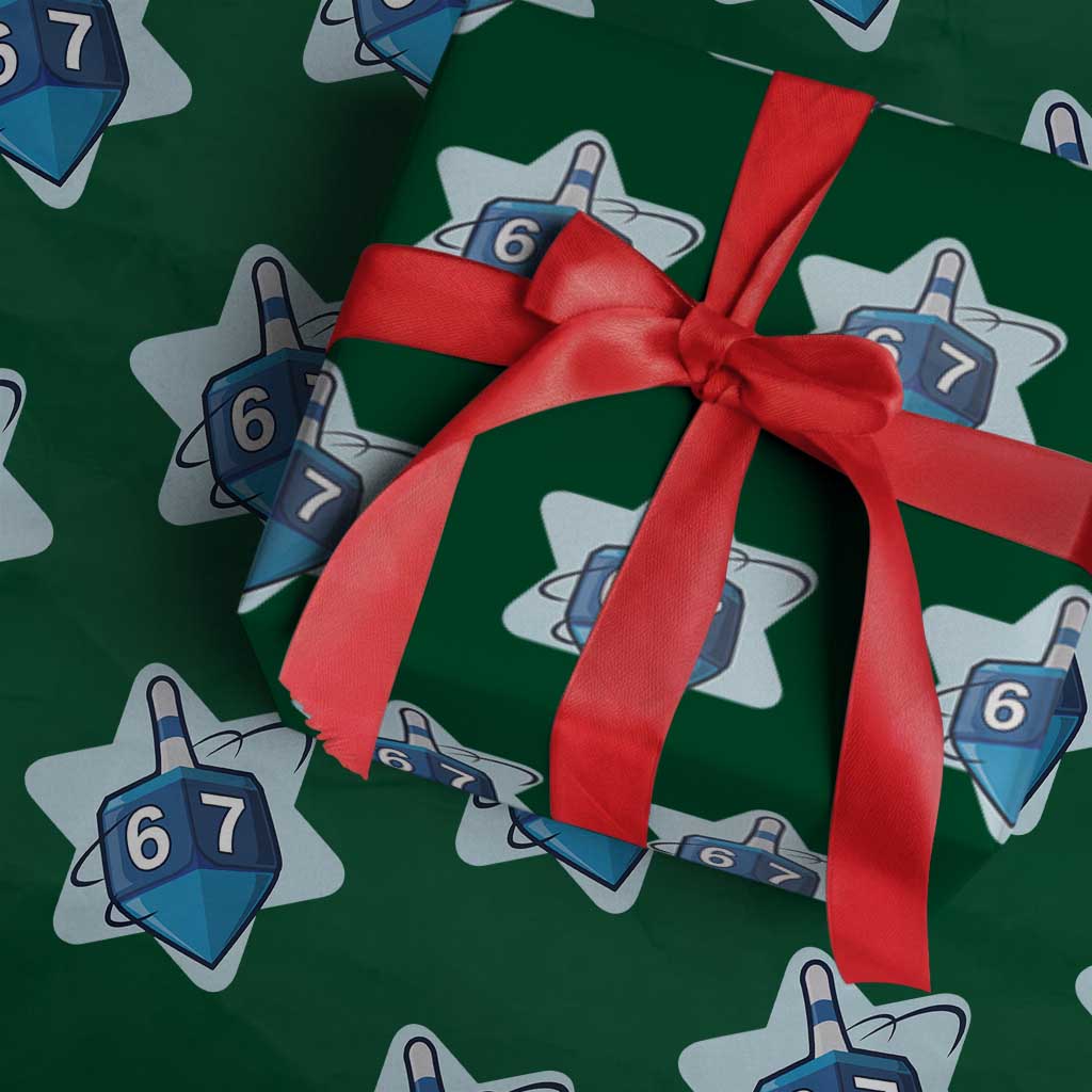 Funny Hanukkah 67 Wrapping Paper Roll Six Seven Meme Dreidel Star Of David TS11 Green Print Your Wear