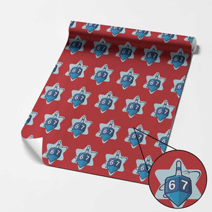 Funny Hanukkah 67 Wrapping Paper Roll Six Seven Meme Dreidel Star Of David TS11 Red Print Your Wear