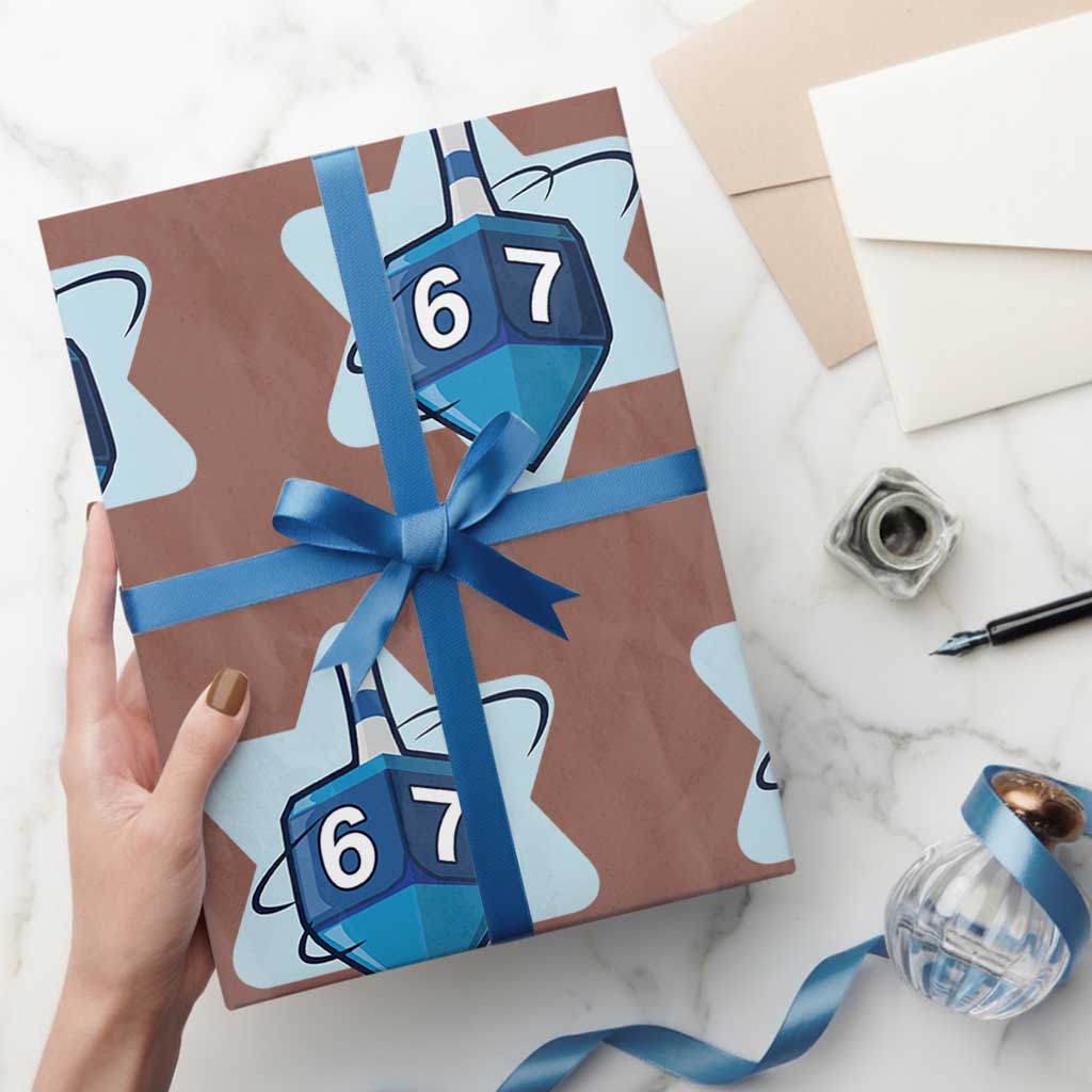 Funny Hanukkah 67 Wrapping Paper Roll Six Seven Meme Dreidel Star Of David TS11 Mocha Print Your Wear