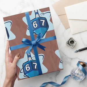 Funny Hanukkah 67 Wrapping Paper Roll Six Seven Meme Dreidel Star Of David TS11 Mocha Print Your Wear