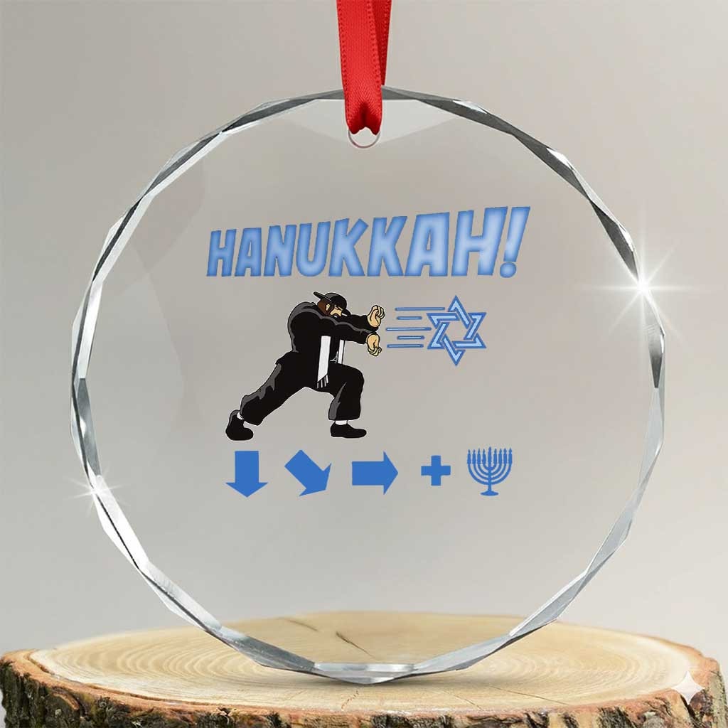 Funny Hanukkah Arcade Game Crystal Glass Ornament Jewish Fighter Menorah Star Of David TS11 Transparent Glass 3'' Circle Print Your Wear