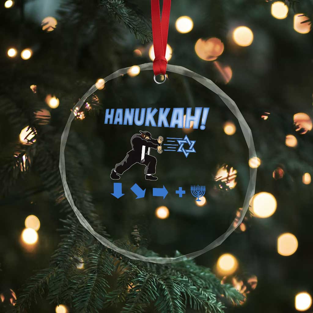 Funny Hanukkah Arcade Game Crystal Glass Ornament Jewish Fighter Menorah Star Of David TS11 Print Your Wear