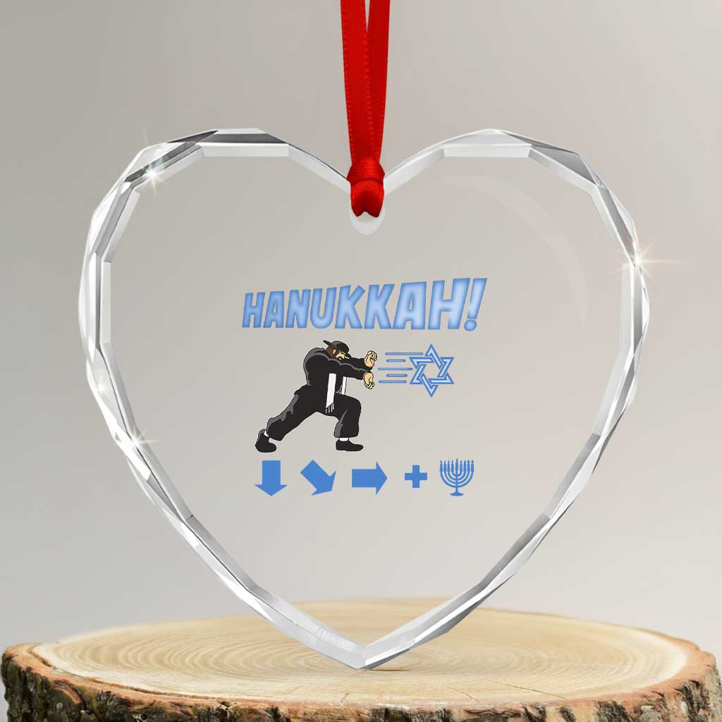 Funny Hanukkah Arcade Game Heart Crystal Glass Ornament Jewish Fighter Menorah Star Of David TS11 Transparent Glass 3'' Heart Print Your Wear