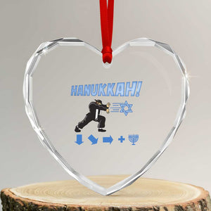 Funny Hanukkah Arcade Game Heart Crystal Glass Ornament Jewish Fighter Menorah Star Of David TS11 Transparent Glass 3'' Heart Print Your Wear