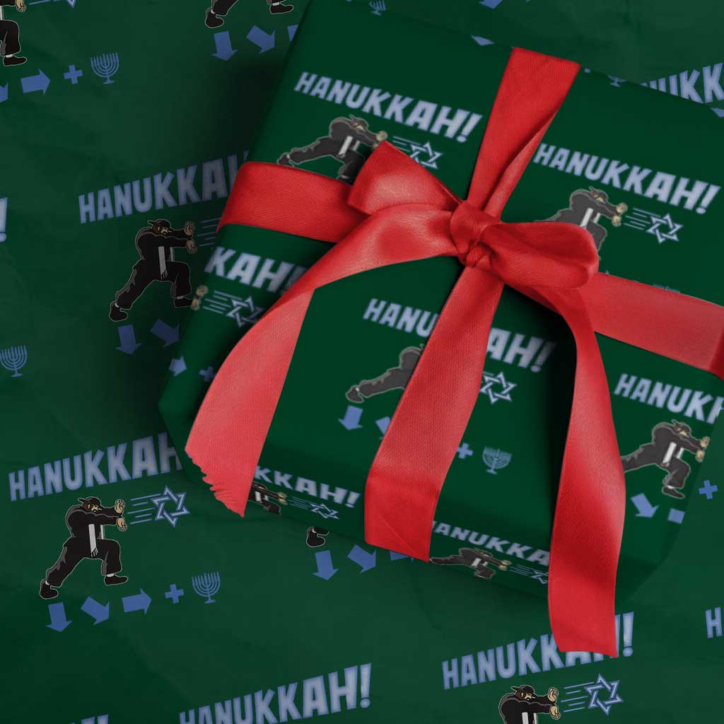 Funny Hanukkah Arcade Game Wrapping Paper Roll Jewish Fighter Menorah Star Of David TS11 Green Print Your Wear