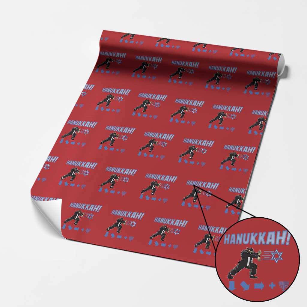 Funny Hanukkah Arcade Game Wrapping Paper Roll Jewish Fighter Menorah Star Of David TS11 Red Print Your Wear
