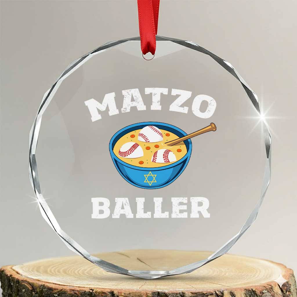Funny Hanukkah Baseball Crystal Glass Ornament Matzo Baller Matzah Ball Jewish Chanukah Sports Lover TS11 Transparent Glass 3'' Circle Print Your Wear