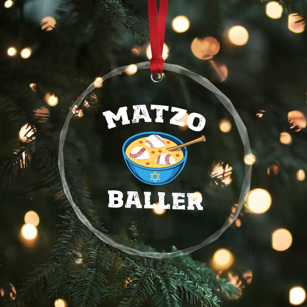 Funny Hanukkah Baseball Crystal Glass Ornament Matzo Baller Matzah Ball Jewish Chanukah Sports Lover TS11 Print Your Wear